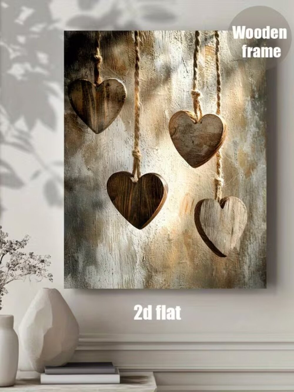 12" x 16" 4 Heart Picture - New - Ready to Hang - Picture 3 of 4